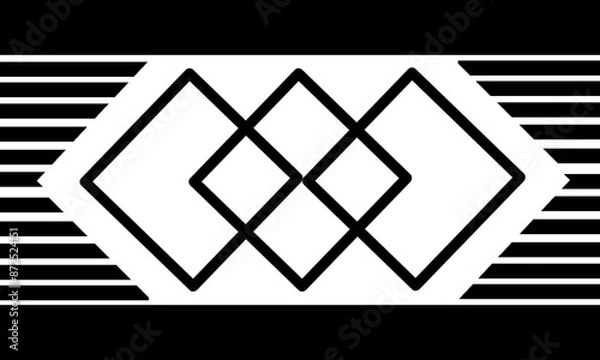 Fototapeta Abstract Geometric Black and White Design, geometric background.