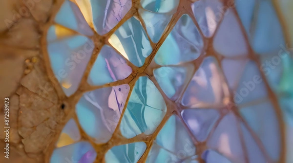 Obraz a close up of a glass vase with a blue and purple pattern