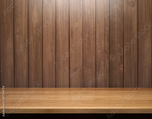 Obraz Empty shelf on wooden plank wall