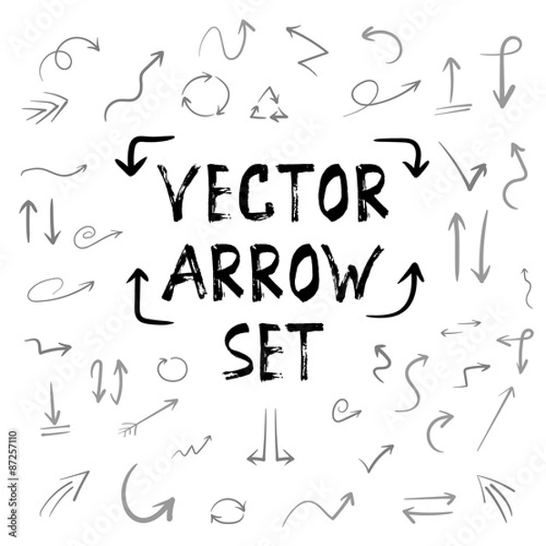Fototapeta Handdrown Vector Handmade Arrow Huge Isolated Set. Watercolor In