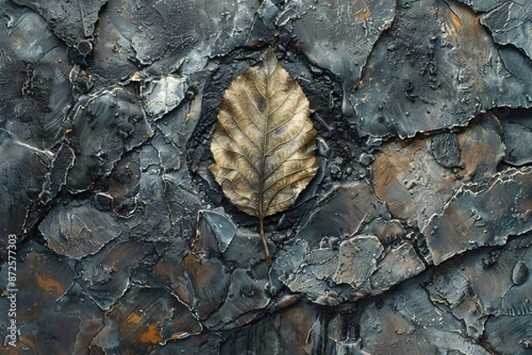 Obraz Artistic Dark Liquid leaf and Stone Texture Background With Generative AI