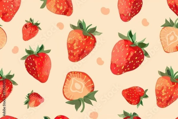 Fototapeta Strawberry pattern, small berries