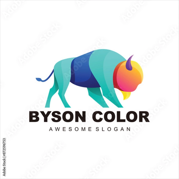Obraz byson logo mascot vector design