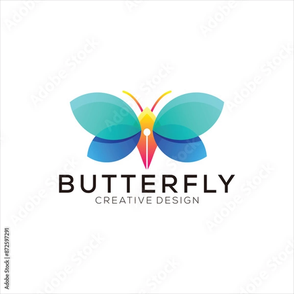 Obraz butterfly logo mascot vector design
