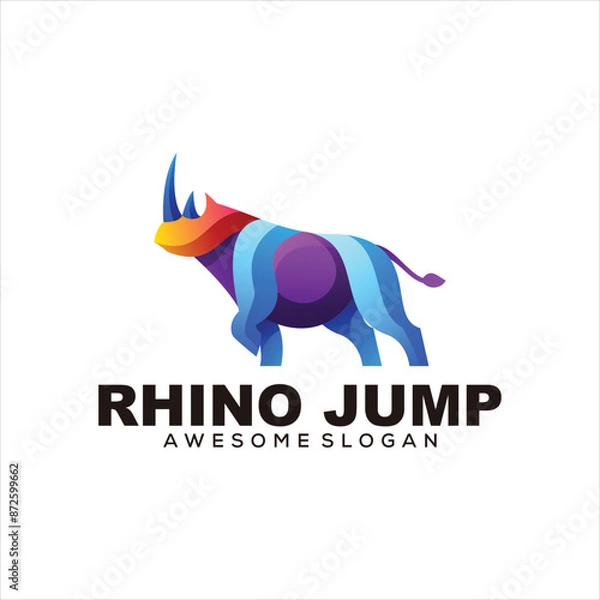 Obraz rhino logo mascot vector design