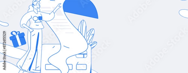 Fototapeta Credit card bill character flat vector concept operation hand drawn illustration
