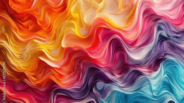 Fototapeta Dynamic waves of vibrant abstract colors