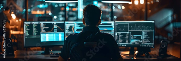 Fototapeta person working on a computer