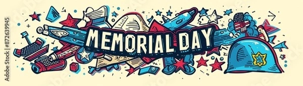 Fototapeta Memorial day tribute badge with vintage army elements