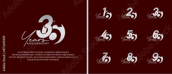 Fototapeta anniversary logo style set with silver color can be use for celebration moment