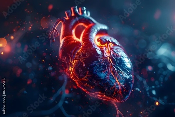 Fototapeta A closeup shot of a beating heart, captured by an electrocardiogram, showcasing the scientific understanding of life fundamental processes