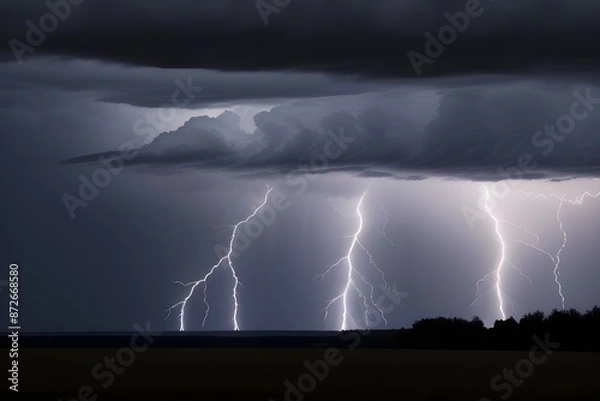 Obraz Tornado. A Powerful and Destructive Rotating Column of Air Formed by Severe Thunderstorms.