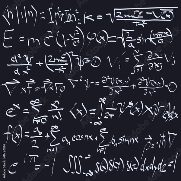 Fototapeta scientific formulas on chalk board