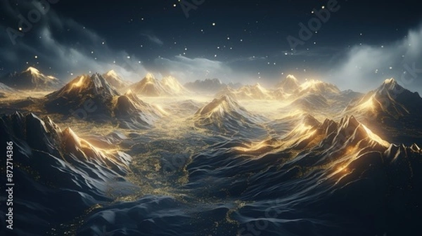 Obraz Sunlight golden abstract mountains