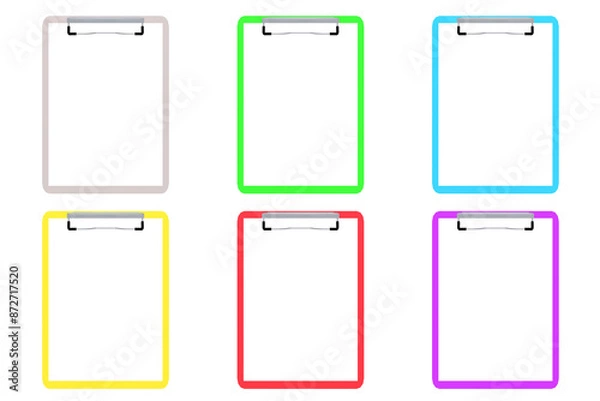 Obraz 6 color plastic clipboard 3d render illustration