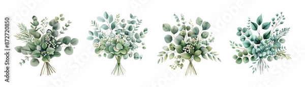 Fototapeta Beautiful Succulent Bouquets - Set of Four Greenery Arrangements for Home Decor and Design Projects
