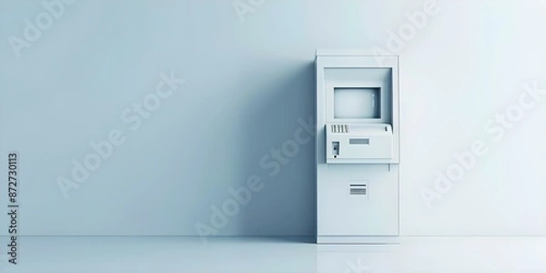 Fototapeta ATM machine against a white background. Concept Product Photography, Technology, Cashless Transactions, Financial Services