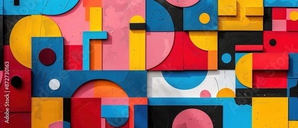 Fototapeta Colourful geometric blocks in a playful pattern