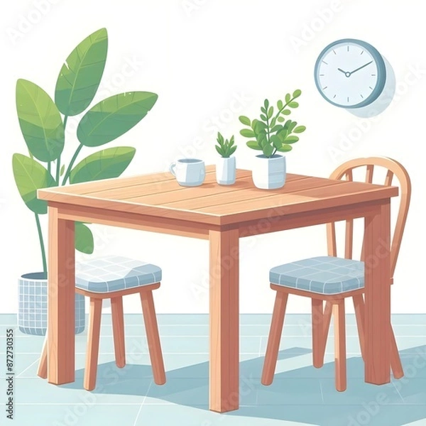Fototapeta Vector Graphic of a Minimalist Workspace interior design