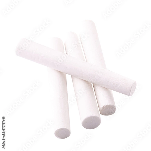 Fototapeta White chalk isolated on a transparent background.