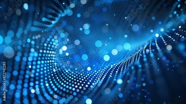 Fototapeta Blue Abstract Dotted Wave Background