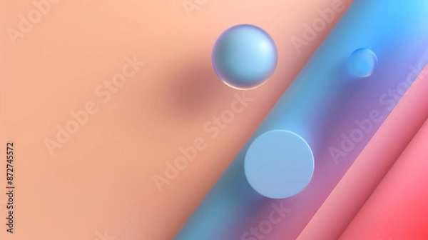 Obraz abstract 3D geometric shapes translucent glass material with soft gradients in pastel colors