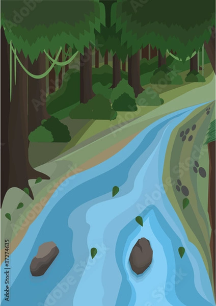 Fototapeta stream in the forest scene