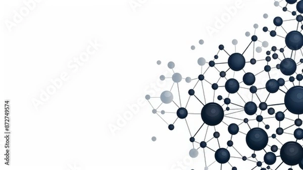 Fototapeta Abstract network of interconnected nodes forming a futuristic plexus array on a white background.