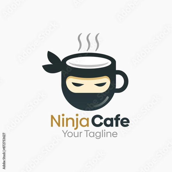 Fototapeta Ninja Cafe Logo Vector Template Design. Good for Business, Start up, Agency, and Organization