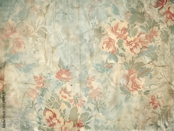 Fototapeta Dated old Vintage wallpaper texture background.