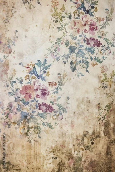 Fototapeta Dated old Vintage wallpaper texture background.