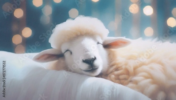 Fototapeta 眠るふわふわもこもこも羊