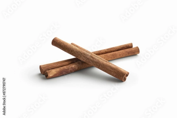 Fototapeta cinnamon, solid stark isolate white background.