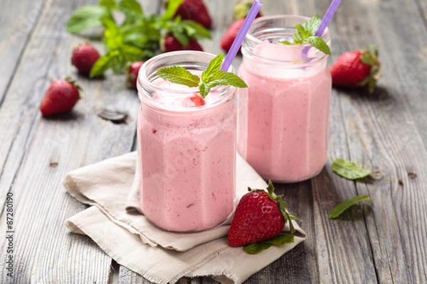 Fototapeta Shake truskawkowy.