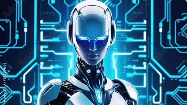 Obraz Futuristic technology, artificial intelligence, robots and
information space