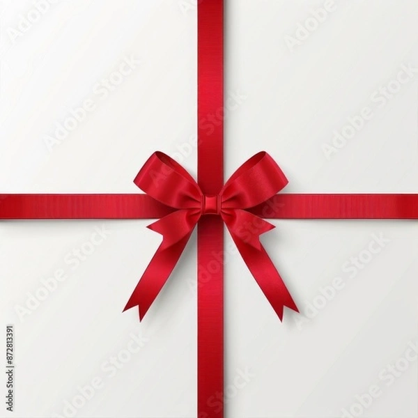 Obraz White Gift Box With Red Bow