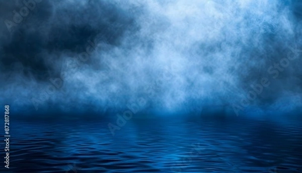 Fototapeta Abstract Blue Water Texture with Dark Smoke and Fog