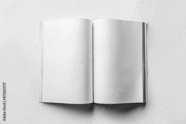 Fototapeta This mockup shows an opened white square book against a white background.
