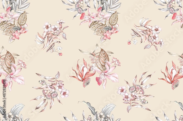 Obraz Seamless floral design. Backdrop flowers pattern.
