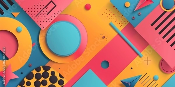 Obraz Colorful geometric background with colorful shapes and patterns, vibrant colors and shapes, vector illustration, bold lines, colorful geometric pattern, colorful shapes, bold lines, vector art style