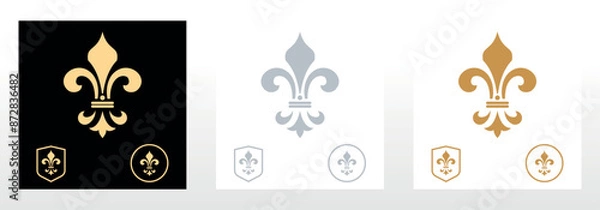 Obraz Collection royal lily . Heraldic sign, logo, design element, decoration. Graphic vector pattern
