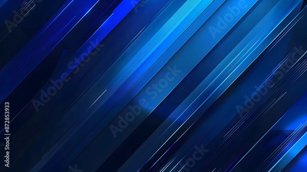 Fototapeta blue gradients in an abstract pattern with diagonal lines and corners on a dark background, simple shapes and lines in a minimalist style.