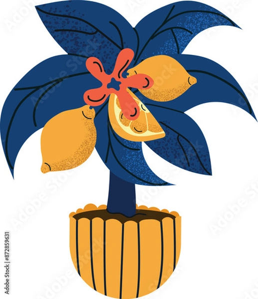 Obraz Illustrated Potted Lemon Tree Vector