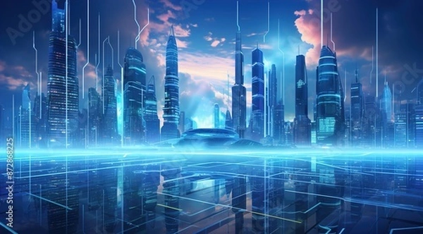 Obraz Blue technology style background