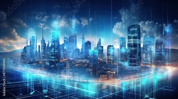 Obraz Blue technology style background