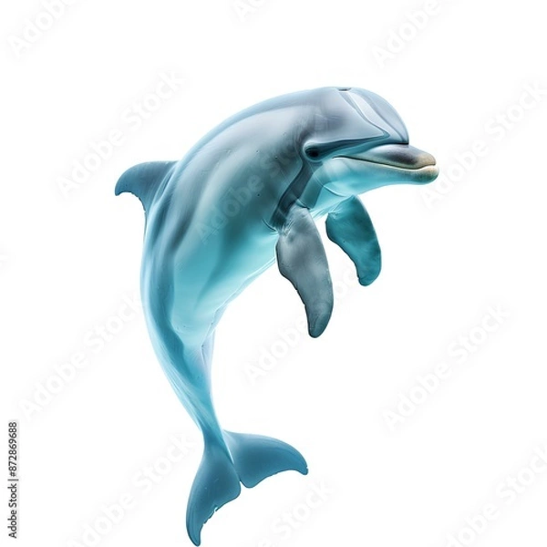 Fototapeta Playful Dolphin with a Cheerful Expression on a Clean White Background