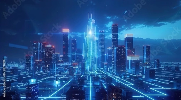 Obraz Blue technology style background