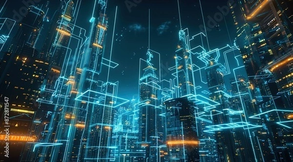 Obraz Blue technology style background