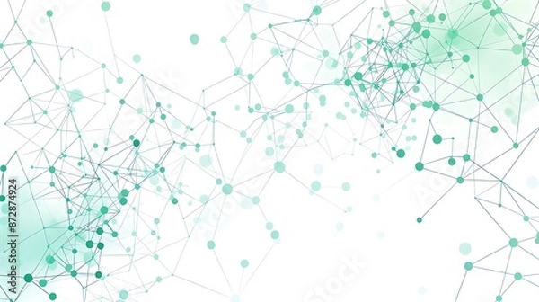 Fototapeta A sleek and colorful Plexus-style background with white and teal nodes for a tech template, simple and high-quality image