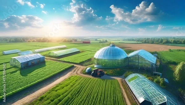 Fototapeta Smart Farming, which involves the application of technology in agricultural production processes to enhance efficiency and yield. Farmers can utilize data from satellites and various sensors